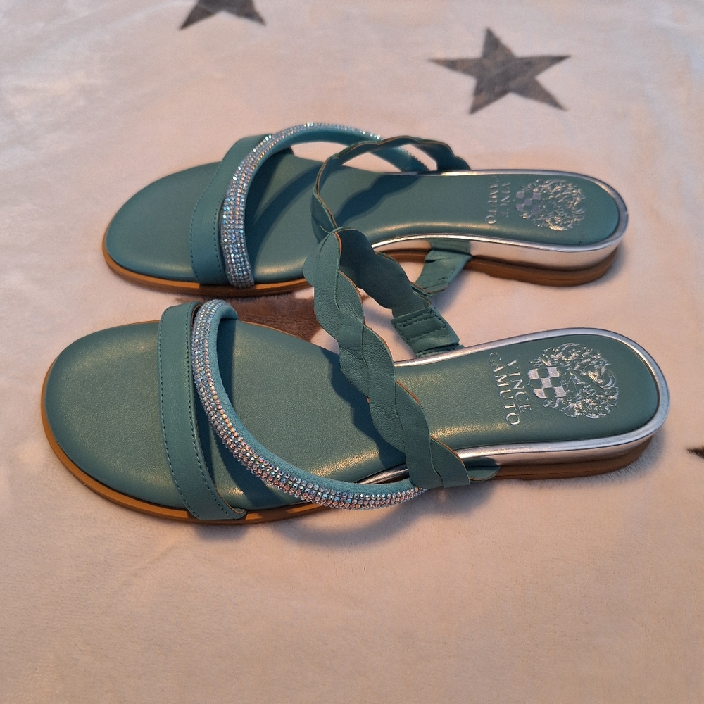 Vince Camuto Aruelle Leather Jeweled Sandal-Color Seafoam - Picture 4 of 8